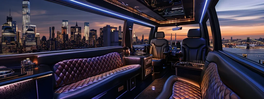 luxurious leather seats, a sleek interior, and a panoramic view of new york city through tinted windows define the ultimate premium limo experience.