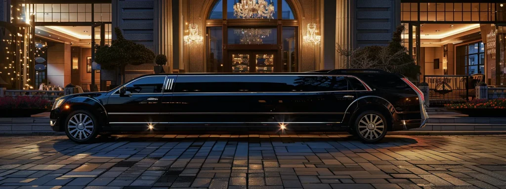 a sleek black suv limo parked in front of a luxurious venue, ready to enhance a special occasion with style and sophistication.